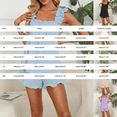 thumbnail image 3 of LIZUOJUN Pajamas For Women Set Ruffle Trim Camisole Tops 2 Piece Sleepwear Summer Shorts Square Neck Side Slits Adjustable Drawstring Waist Loungewear Home Pajamas - L, 3 of 8