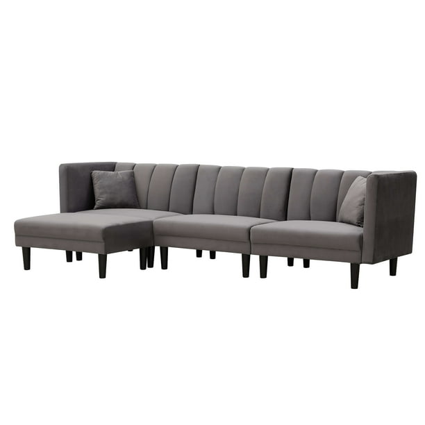 Reversible Sectional Sofa Sleeper With 2 Pillows Dark Grey Com - Dhp Emily Sectional Sofa Sleeper Grey Reversible Sectional Sofa Sleeper With 2 Pillows Dark Grey Com - Dhp Emily Sectional Sofa Sleeper Grey