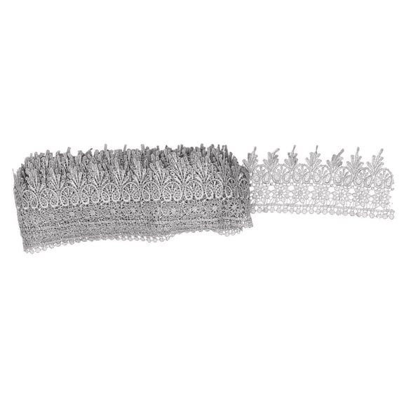 1 Roll Grey Embroidery Lace Trim for Handmade Clothes, Home Textile Decoration, Sewing, Crafting, and Cloth Art Accessories