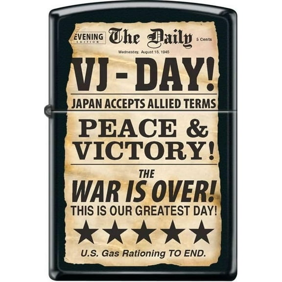 ZIPPO VJ Day Newspaper Black Matte