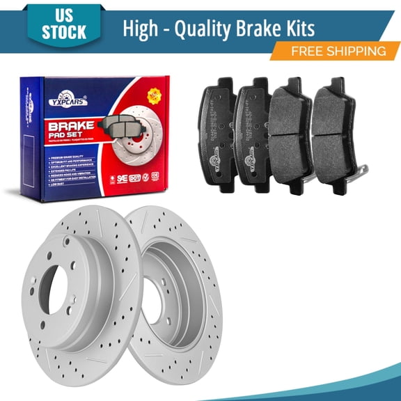 YXPCARS 6PCS Brake Kits, Rear Drilled & Slotted Brake Rotors Ceramic Brake Pads Kit for Hyundai Sonata Azera Kia Optima (31424 1445)