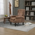 thumbnail image 2 of Modern Accent Armchair with Rivet Design & Gourd-Shaped Wooden Legs, Button Tufted Upholstered Reading Chair, Microsuede Lounge Chair for Living Room Bedroom, Load 250lbs, Coffee, 2 of 8