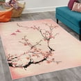 thumbnail image 2 of Nature Decorative Rug, Flowers Buds and Birds with Cherry Branches Style Art Painting Effect, Quality Carpet for Bedroom Dorm and Living Room, 6 Sizes, Pastel Pink, by Ambesonne, 2 of 4