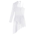 thumbnail image 5 of iiniim Lyrical Dance Costume One Shoulder Modern Contemporary Dress Dancewear for Women Girls White L, 5 of 7