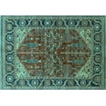 thumbnail image 1 of Ahgly Company Machine Washable Indoor Rectangle Oriental Turquoise Blue Industrial Area Rugs, 6' x 9', 1 of 4