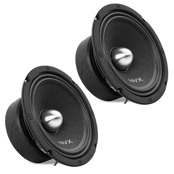 NVX VPRO65BM 6.5" V-Series Pro Midrange Car Speaker with Bullet Aluminum Phase Plug 400W Pair (2)