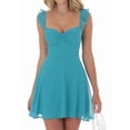 thumbnail image 4 of Women Y2k Mini Dress Ruffle Strap Short Formal Grad Dress Lace Up Backless A Line College Dresses L, 4 of 7