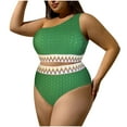 thumbnail image 2 of Feimerou Women's Plus Size Bikini Sets Swimsuits One Shoulder High Waisted Bikinis Tie High Cut Two Piece Bathing Suits Swimwear, 2 of 9