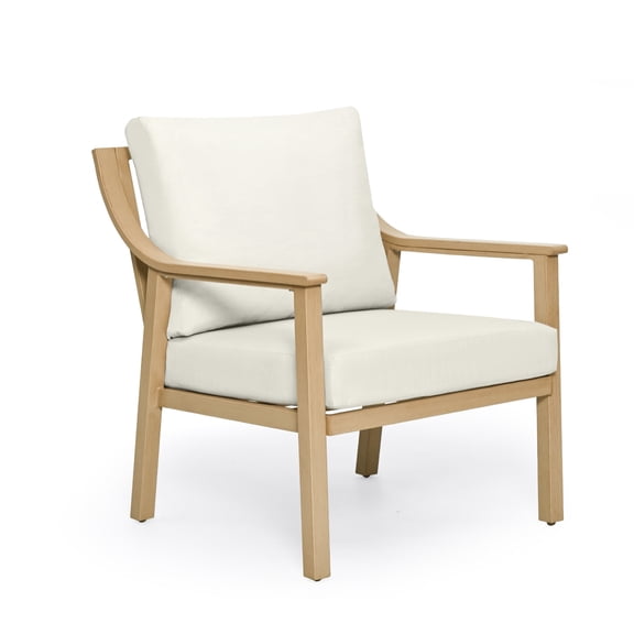 HAPPATIO Outdoor Patio Single Sofa Chair, Aluminum Patio Furniture Armchair, 4.5" Thicken Removable Cushions for Deck, Lawn, Outside (Beige)