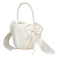thumbnail image 2 of Cestas de flores para boda, cesta de pétalos de flores con mango decorativo, cesta elegante de satén blanco para decoración nupcial, 2 of 9