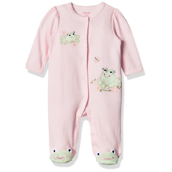 Little Me baby girls infant and toddler bodysuit footies, Pink, 9 Months US