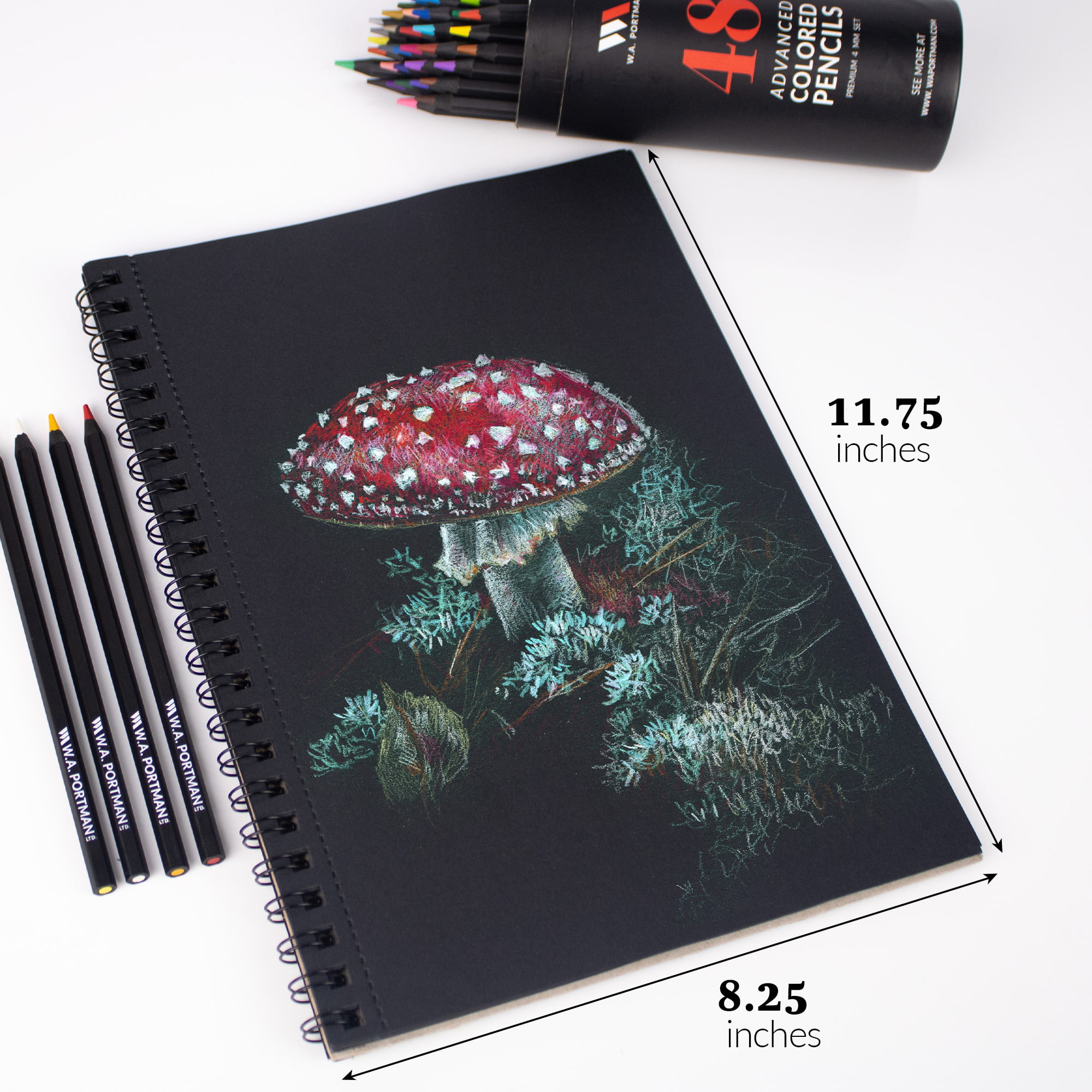 WA Portman A4 Marker Sketchbook, 60 Sheets of Bleed-Proof White Marker Paper  for Drawing and Sketching 