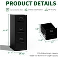 thumbnail image 3 of Black Metal File Cabinet with 3 Drawer,Vertical File Cabinet with Lock for A4/Letter/Legal Size Files,Steel Filing Cabinets for Home Office,Assembly Required, 3 of 7