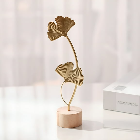 LAMIRO Desk Accessories,Living Room Decor,Leaf Decor Metal Golden Leaf Ornaments And Base Modern Simple Gold Leaf Table Sculpture for Living Room Bedroom Book,Room Decor,Home Decor,Gold