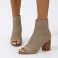 thumbnail image 5 of SACFOF Peep Toe Booties for Women Knit Pointed Toe Chunky Block Heels Breathable Sandals Summer Casual Slip On Dress Sock Booties US5-11, 5 of 5