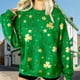 thumbnail image 2 of Crew Cuello Sudadera de Manga Larga de las Mujeres de San Patricio Día de Impresión Suéter, San Patricio Día Festivo Shamrock Top, 2 of 7