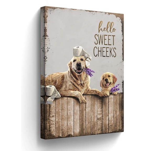 Golden Retriever Farmhouse Wall Art poster - Rustic Dog Pictures Bathroom Decor