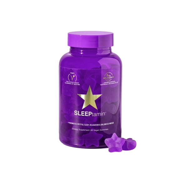 HAIRtamin SLEEPtamin ā Melatonin Sleep Aid Gummies for Occasional Sleeplessness, Vegan, 60 Count