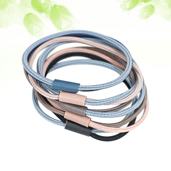LOLIPPYY 5-Pack Double Colored Elastic Hair Ties Set, Simple and Hair Ropes for Everyday Use and Styling