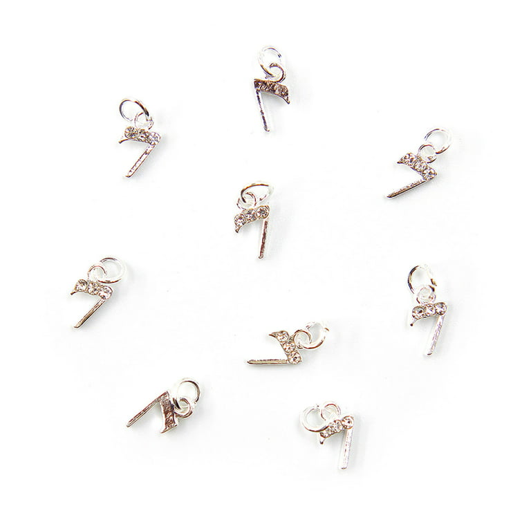 10Pcs Nail Pendant 0-9 Numbers Dangle Nail Charms Accessories 3D Rhinestone  Alloy Jewelry Nail Art Decoration for Nail Salon 
