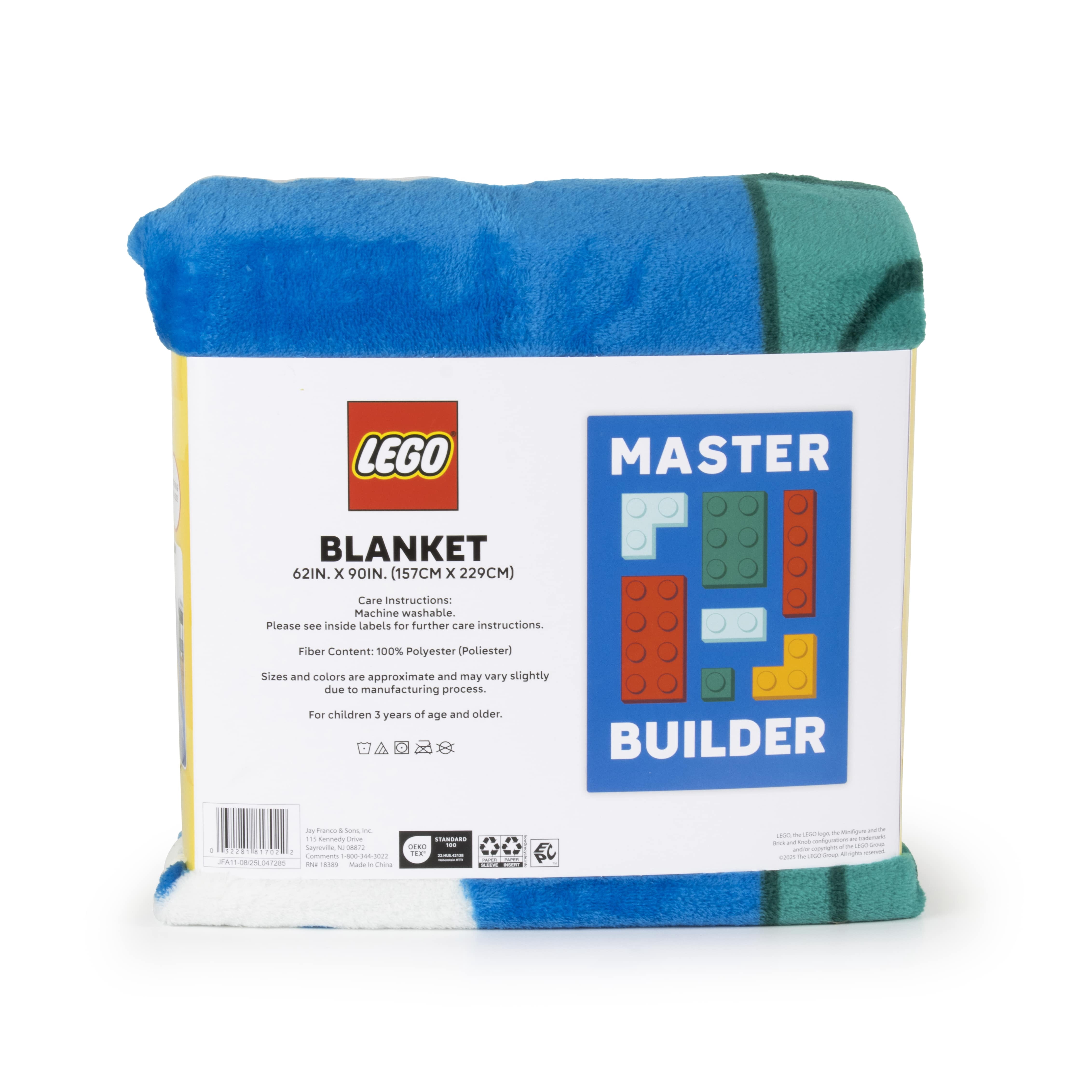 LEGO® Master Builder Kids Blue Silk Touch Throw Blanket 62" x 90" Ultra-Soft and Cozy
