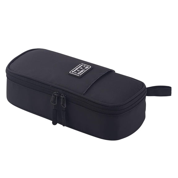 Matoen Large Capacity Pencil Case Big Pencil Bag Pouch Double-layer Pen Case Holder for Stationery Organizer Office Desk Storage Makeup Bag, Black