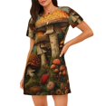 thumbnail image 1 of Disketp Vintage Cloud Mushroom para Camisón Corto de Manga Corta para Mujeres, Camisón Cómodo con Escote Redondo, Bonito y Confortable, 1 of 6