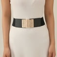 thumbnail image 5 of IQOGKRN Women's Elastic Wide Waist Belt with Buckle Stretchy Cincher for Dresses & Coats Black3 One Size, 5 of 8