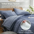 thumbnail image 3 of Flymme Blue Stripe Comforter Set Queen Size 7 Pieces Boho Bed in a Bag Lightweight Soft Microfiber Shabby Chic Bedding for All Season, 3 of 8