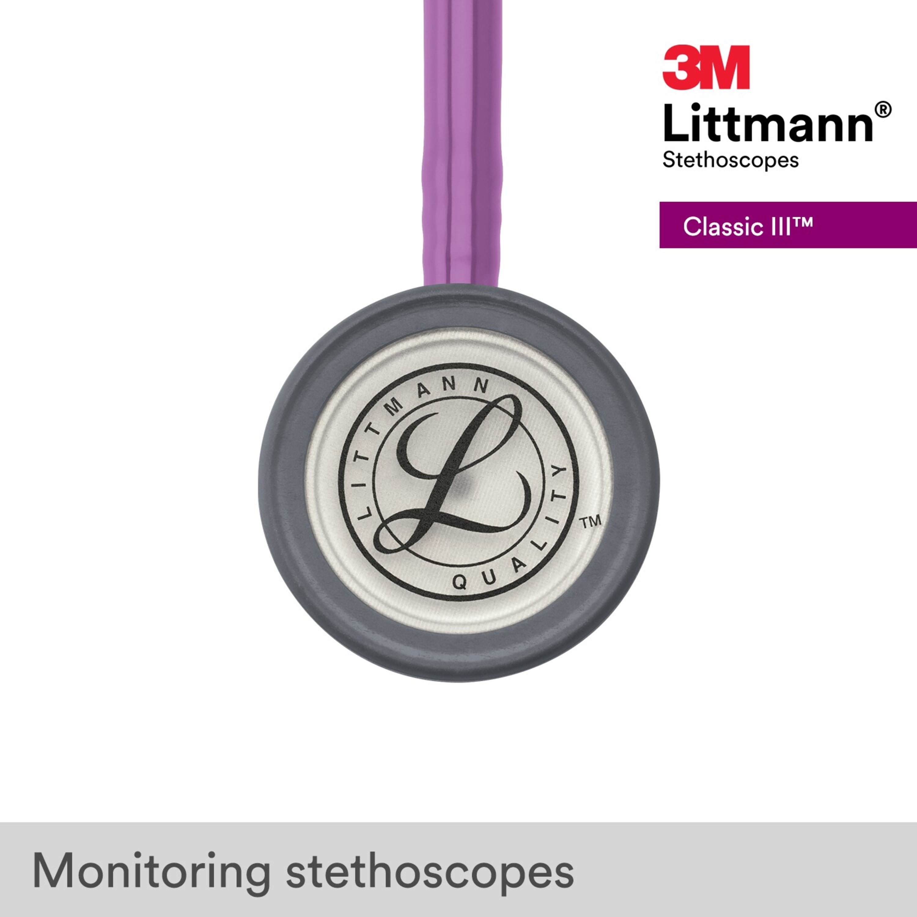 3M Littmann Classic III Monitoring Stethoscope, 5832, Stainless Steel Chestpiece, 27" Lavender Tube