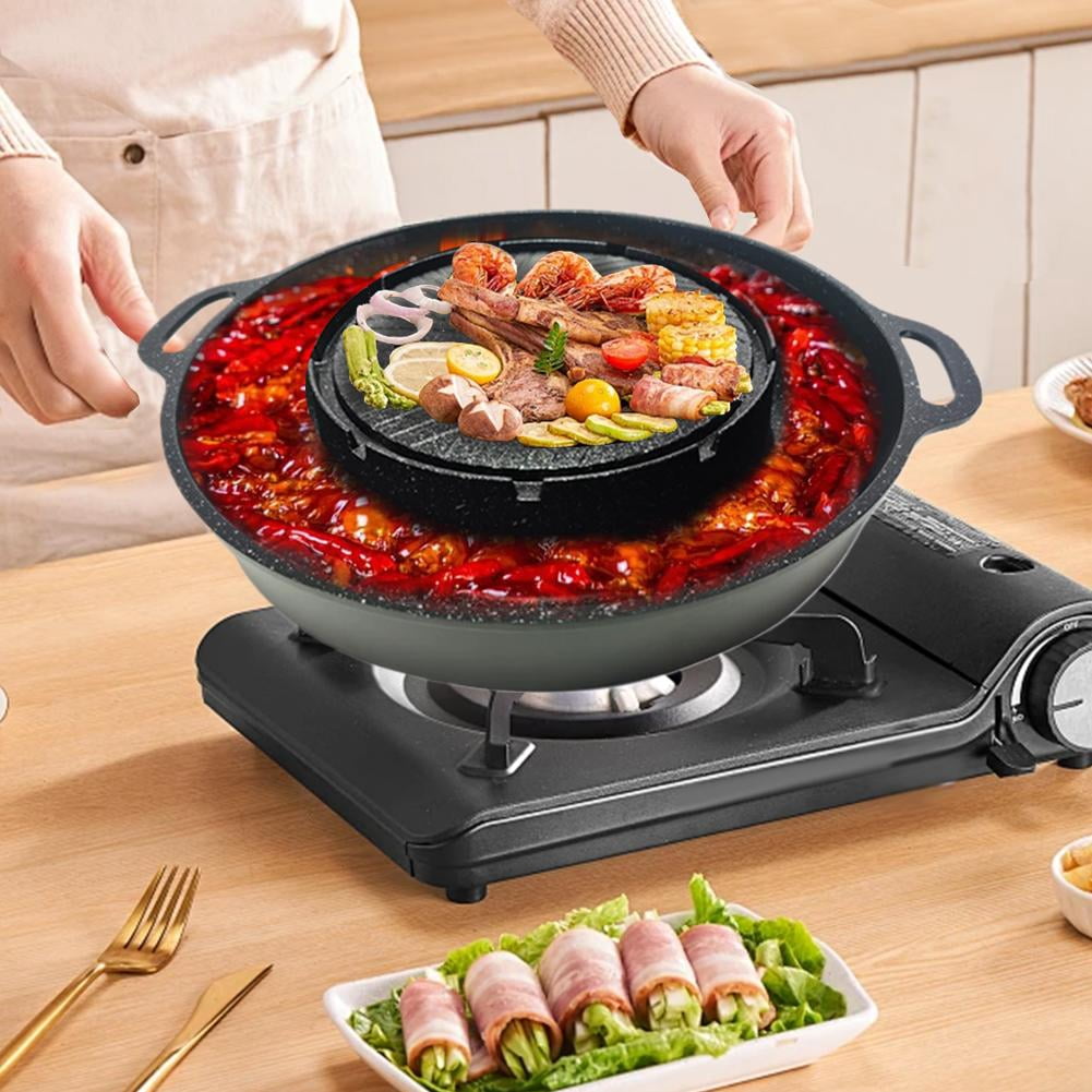 Aluminum Griddle Pans and BBQ Stoves with Two-in-One Design for Party and Outdoor Use, Portable and Multi-Heat Source Compatible