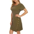 thumbnail image 2 of Gspmoly Robe pour Femmes, Robe d'Été Mode pour Femmes à Boutons Unie avec Diamants à Manches Courtes, Robes d'Été pour Femmes jusqu'à 60 % de Rabais, 2 of 5
