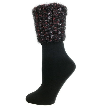Fleece Sock MeMoi Manchester Fleece-Lined Crew Sock - Ladies Warm Winter Socks by MeMoi One Size 9-11 / Black MF7 5200 ()