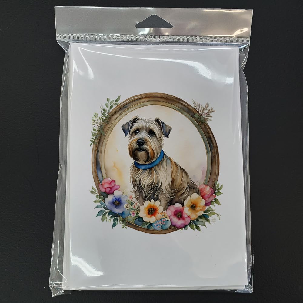 Glen of Imaal Terrier and Flowers Greeting Cards and Envelopes Pack of 8 7 in x 5 in
