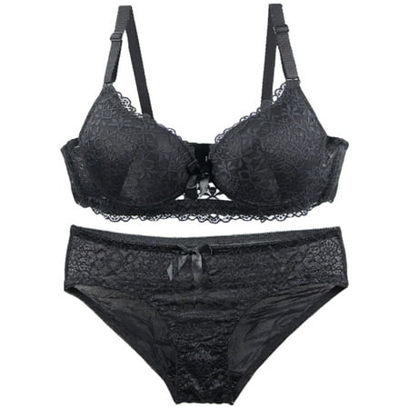 Weikingp Seamless Bra Bra And Underwear Set 2 Piece Underwear Set For Women Bras And Regular Fit Comfort Padded Bra And Panty Wireless BralettePlus Size Bras for Women Black 80C Clearance