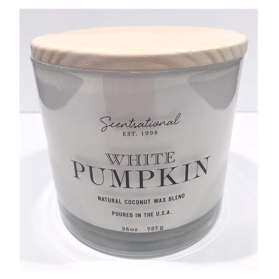 Natural Coconut   Beeswax Scented Candle White Pumpkin (All ) XL White Jar with Wooden Lid, 26 Oz.