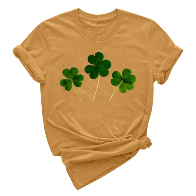 Besolor T-Shirts de Mode pour Femmes pour la Saint-Patrick T-Shirts Col Rond Shamrock T-Shirt Manches Courtes Basiques Hauts de Festival