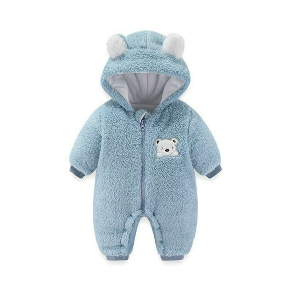 Generic Newborn Baby Bear Onesie Outfit Suit Girls Boys Fleece Jumpsuit Romper Hooded Winter Snowsuit Clothes Baby Girls Boys Winter Snowsuit Teddy Bear Onesie Outfit Jumpsuit Romper Coat Hooded Suit