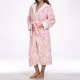 thumbnail image 7 of Htigea Plush Flannel Bathrobe for Women Long Shawl Collar Belted Robes Sleep Loungewear Soft Comfy Winter Nightwear with Pocket Pink,S, 7 of 7