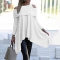 thumbnail image 2 of Womens Shirts Tshirts Long Sleeve Womens Workout Tops Fall Solid Cold Shoulder Knitted Pullovers Irregular Hem Loose Work Blouses Dressy Casual White XL, 2 of 6