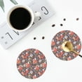 thumbnail image 4 of Honeii Foxes print Leather Coaster Set of 4, ideal for safeguarding your furniture from drinks spills and effortless cleanup-Round Shape, 4 of 6