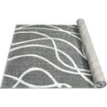 thumbnail image 6 of HR Plush Grey Carbon and White Wave-Patterned Shag Rug, 1-Inch Thick Soft High Pile, Stain-Resistant Carpet for Living Room, 6 of 6