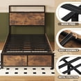 thumbnail image 5 of Lifezone Twin Size Bed Frame with 2-Tier Bookcase Headboard Platform Bed with Charging Station & LED, 4 Storage Drawers, Metal Support, No Box Spring Needed, Noise Free, Brown, 5 of 7