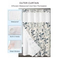 thumbnail image 4 of No Hook Shower Curtain with Snap-in Liner, Blue Teal Botanical Waterproof Fabric Bathroom Curtains, Rustic Country Spring Floral Summer Leaf Bath Curtains & Mesh Top Window Stall 48"x72", 4 of 9
