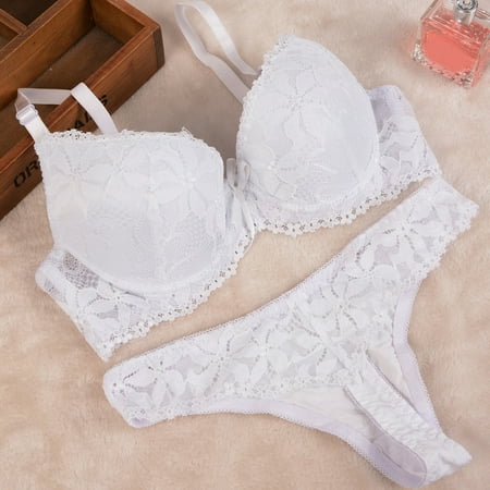 USSUMA 2024 Lingerie for Women  Women s Sexy Lace Bra Female Underwire Lingerie Bras Underwear Set on Clearance for Indoor/Outdoor White 38