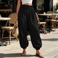 thumbnail image 4 of Aezemi Womens Ruffle Elastic Waist Trousers Fashion Comfy Pull on Summer Joggers Summer Walking Daily Casual Spring Pants with Pockets M, 4 of 9