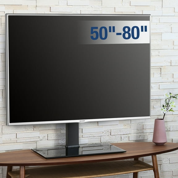 FITUEYES Swivel Universal Tabletop TV Stand  up to 80 inch Flat Screen TV , Black