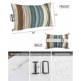 thumbnail image 3 of Pack of 2 Outdoor Lumbar Pillow Covers 12x20 Inch, Turquoise Beige Striped Waterproof Throw Pillow Covers Set, Modern Farmhouse Vertical Stripes Decorative Cushion Cases for Patio Porch Car, 3 of 7