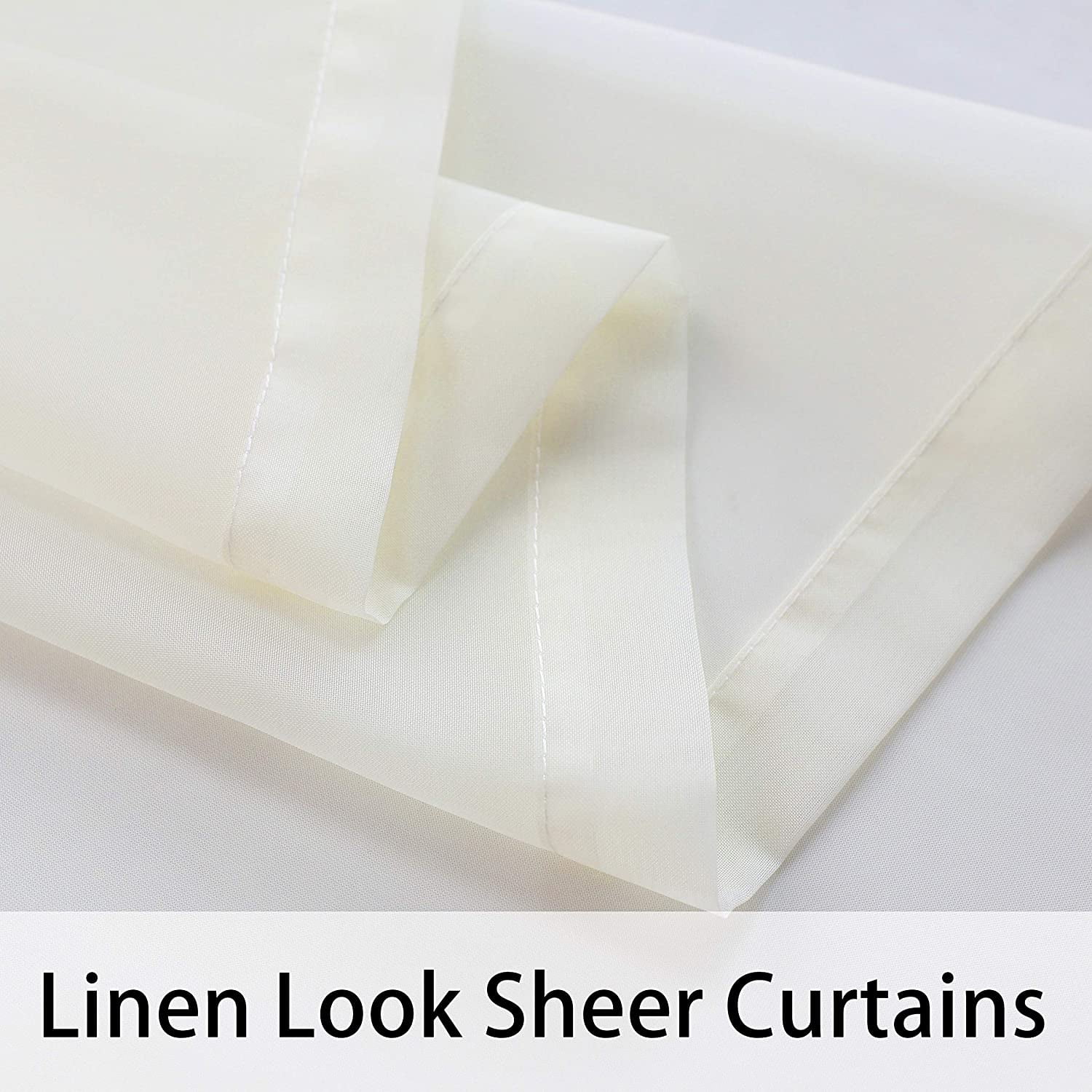 LUSHVIDA Waterproof Outdoor Sheer Curtains for Patio, Beige, 100 x 95 inch, 2 Panels - Outdoor Curtains Grommet Voile Drapes for Living Room, Bedroom, Pergola, Porch, Deck, Lanai and Cabana