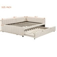 thumbnail image 2 of Harper & Bright Designs Full Size L Shaped Platform Bed with Pop Up Trundle, Wood Upholstered Corner Bed Frame for Bedroom, Beige, 2 of 14
